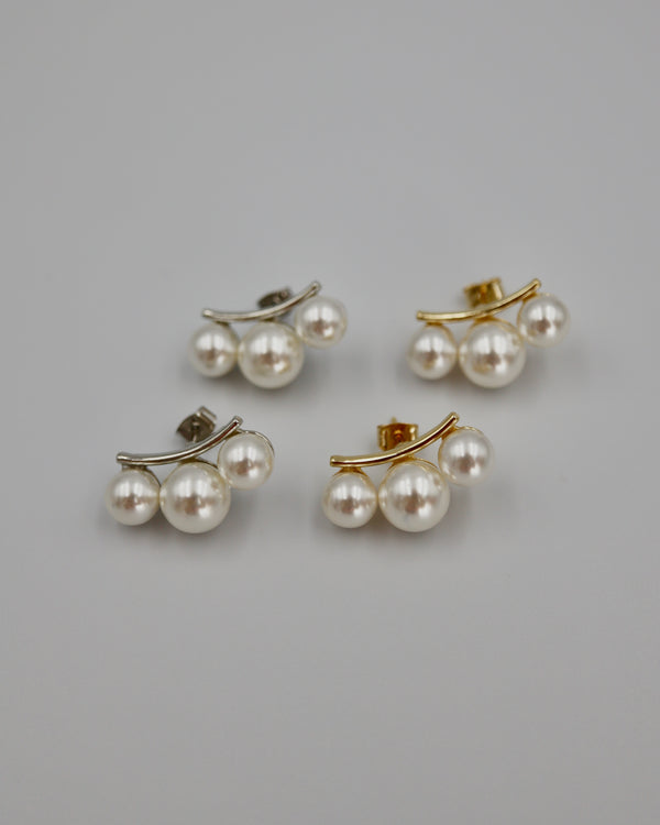 3pearl curve pierce & earring