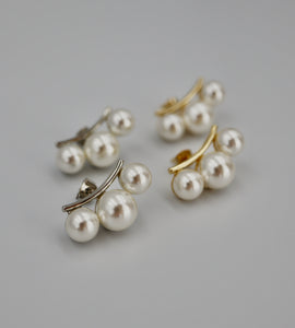 3pearl curve pierce & earring