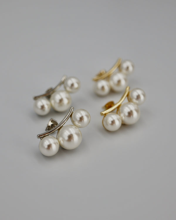 3pearl curve pierce & earring