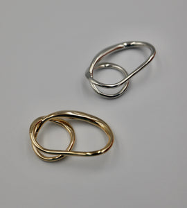 wave cross two finger ring