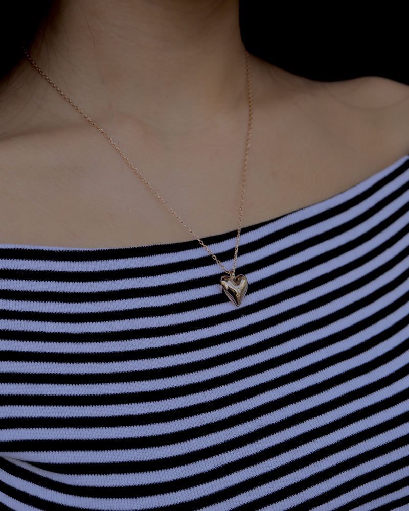 shiny heart long necklace