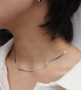 flat snake stainless necklace