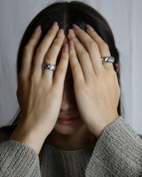 quilted pattern wide ring(stainless steel)