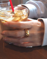Quilted Pattern Wide Ring(stainless steel)