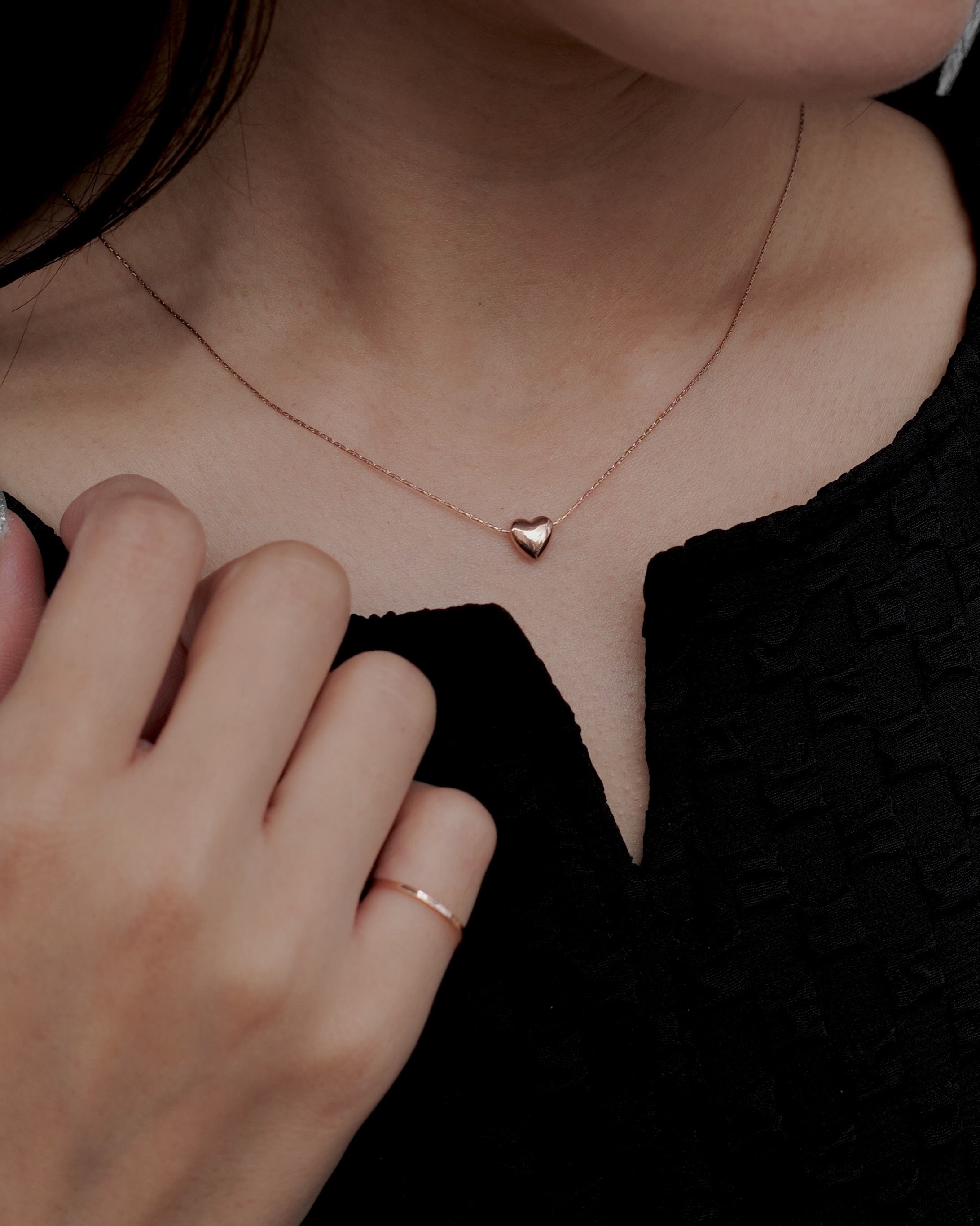 plump heart stainless necklace (stainless steel) - beller