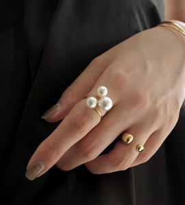 triple large pearl ring