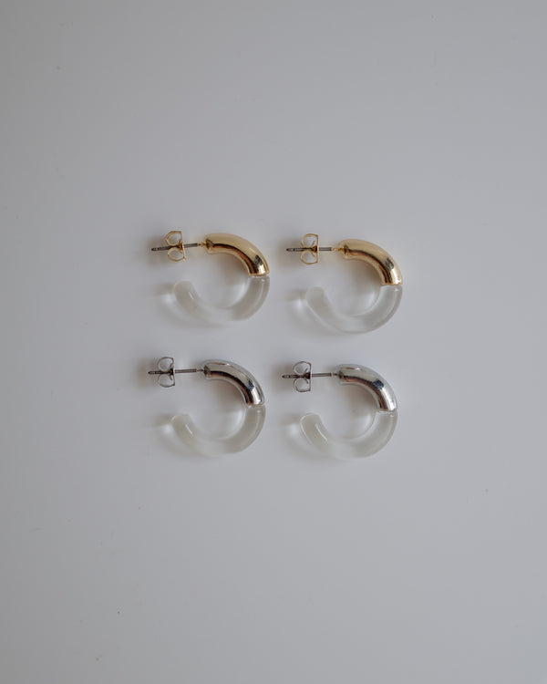 clear & bullion hoop pierce