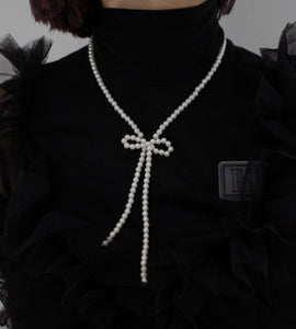 pearl ribbon long necklace