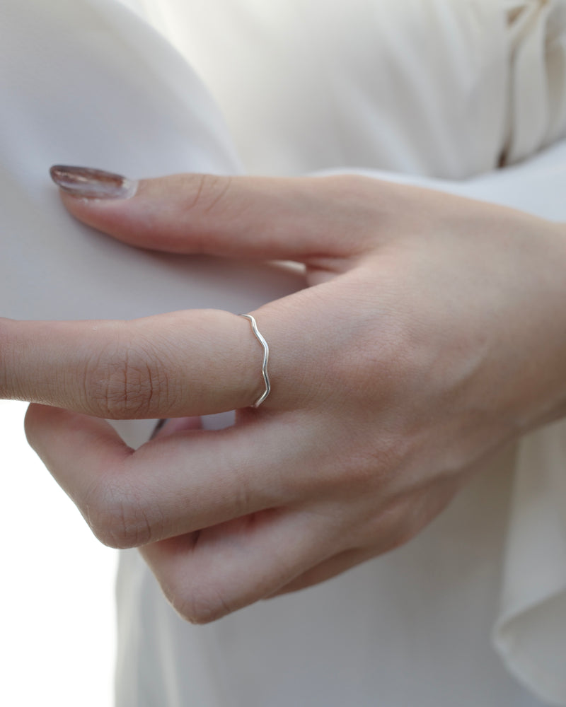Thin Line Rings thin ripple line ring (silver925) - beller