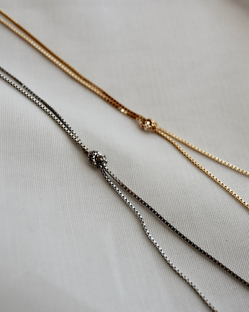 shiny knot long necklace
