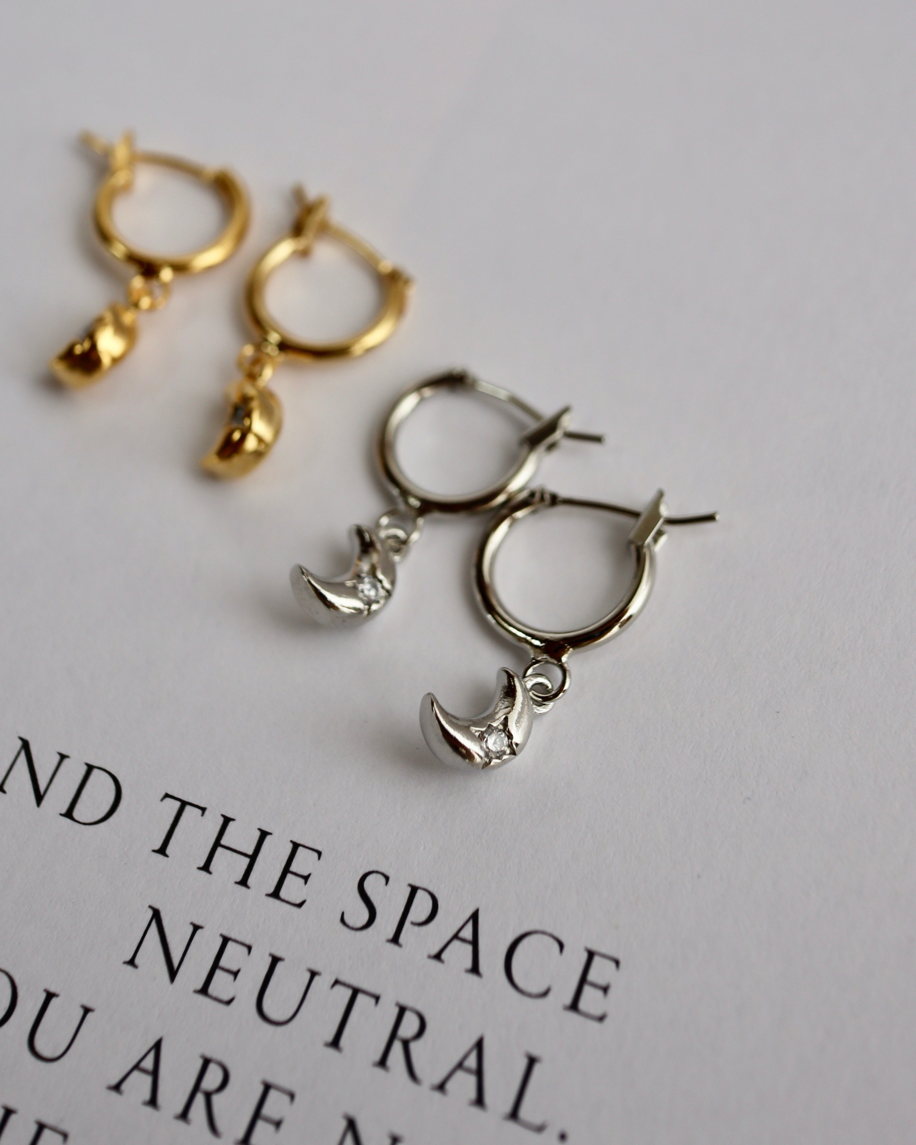 ハンドメイドアクセサリー ピアス ネックレス moon様☆ MOON&SUN CHAIN PIERCED EARRINGS(1ZP0948)K18 ピアス｜スター