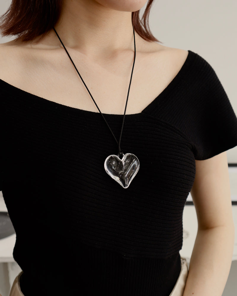 clear heart necklace