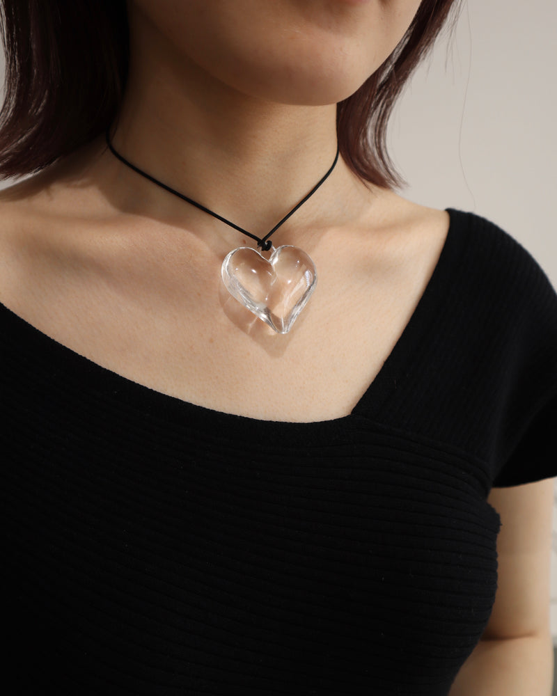 clear heart necklace