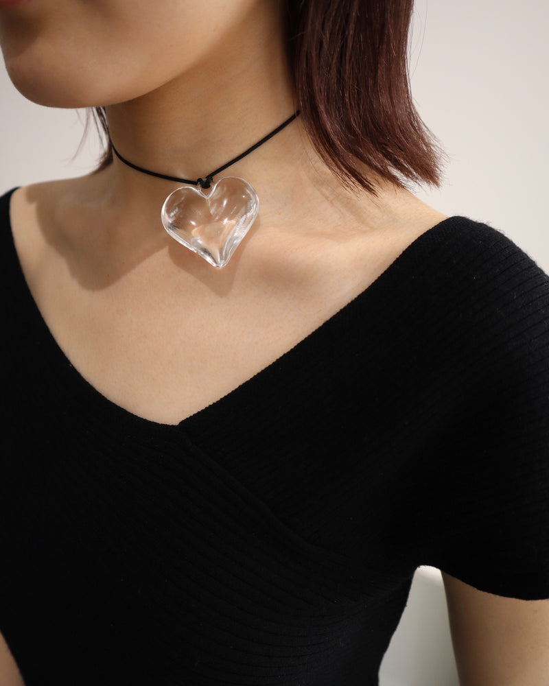 clear heart necklace