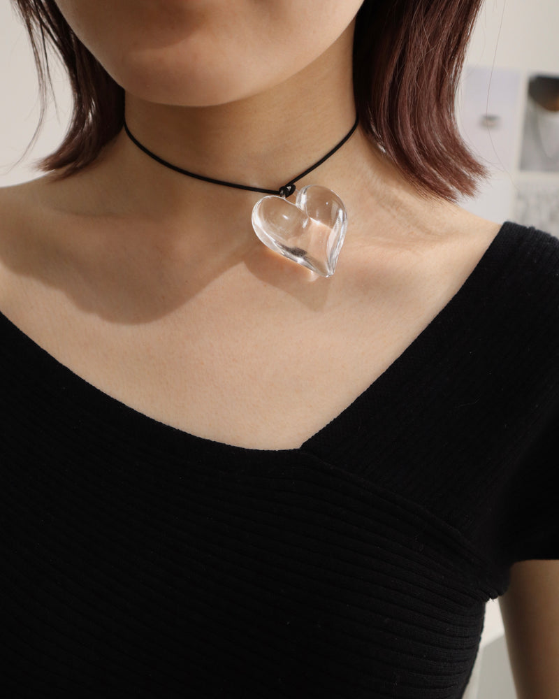 clear heart necklace