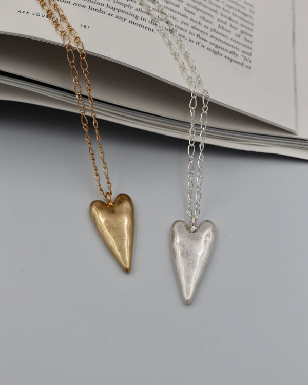 matte heart long necklace