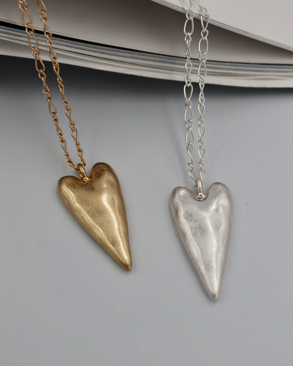 matte heart long necklace