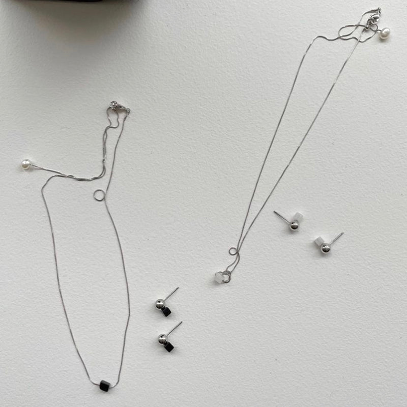 pearl × natural stone necklace