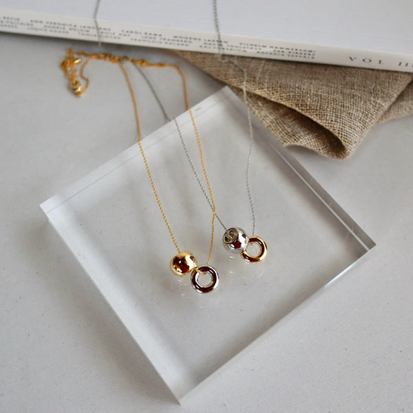 golsil double ring necklace
