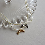 pearl & ribbon necklace