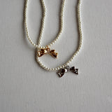 pearl & ribbon necklace