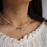pearl & ribbon necklace